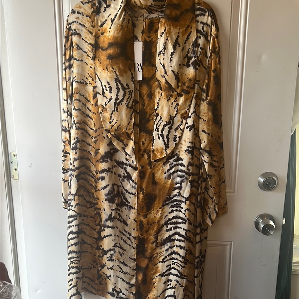 Zara Brown and Black Patterned Dress